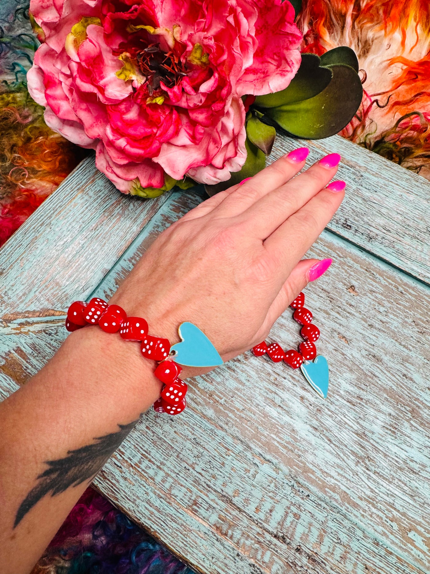 Red Dice Heart Bracelet