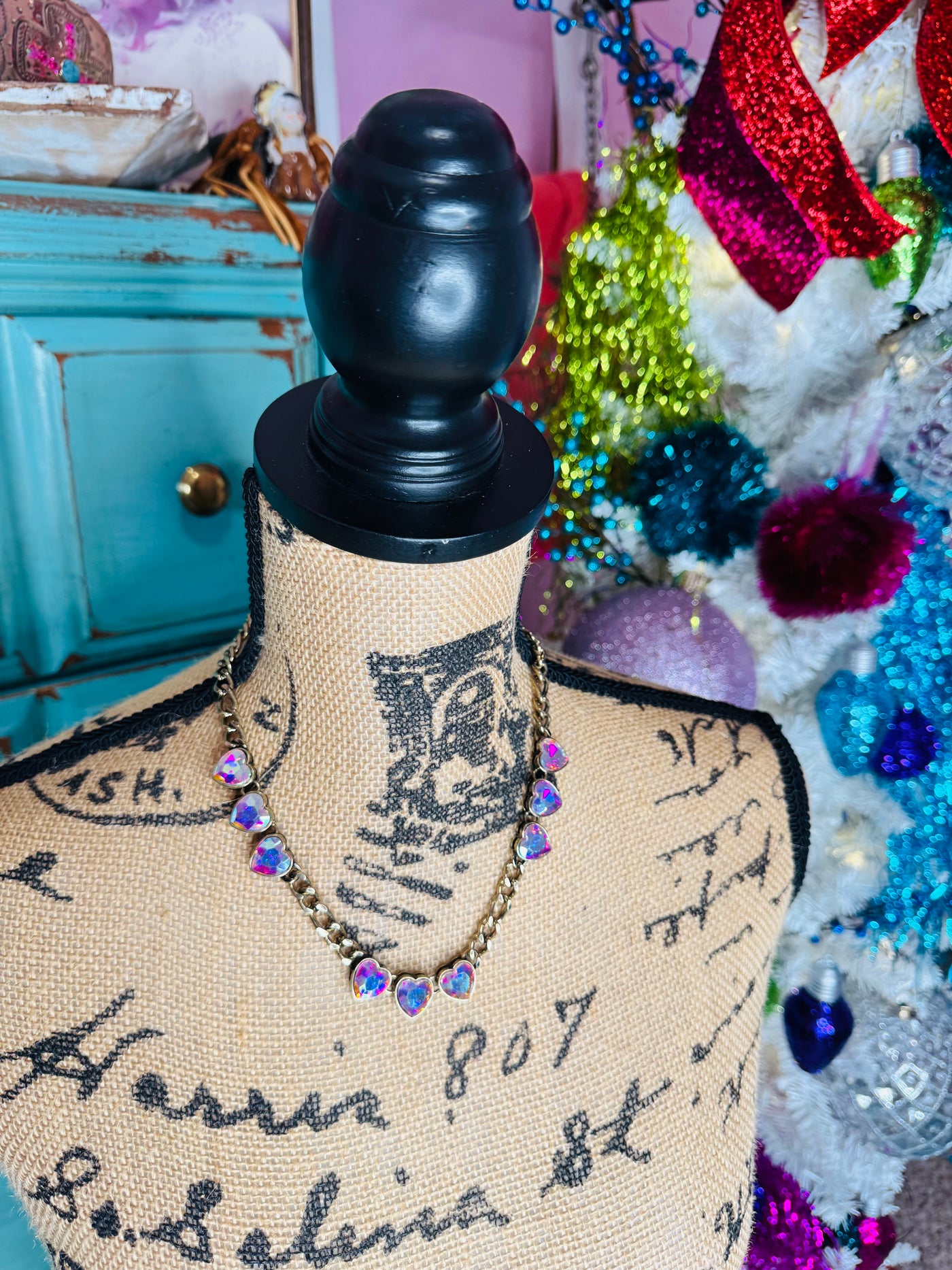 Gold AB Heart Necklace