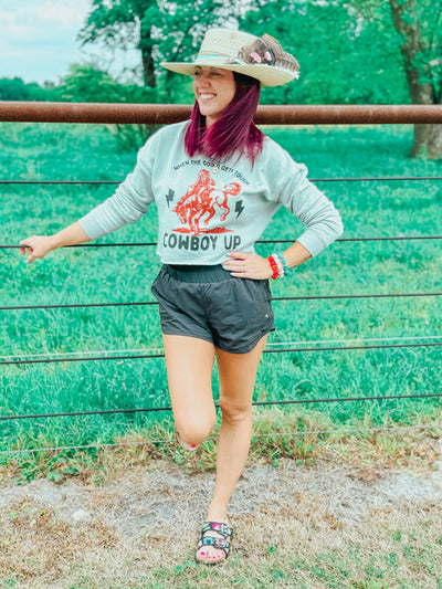 Cowboy Up Cropped Crew Neck
