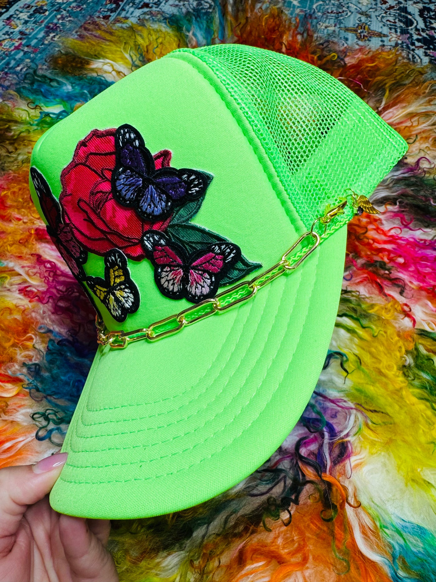 3D Butterfly Rose Trucker Hat