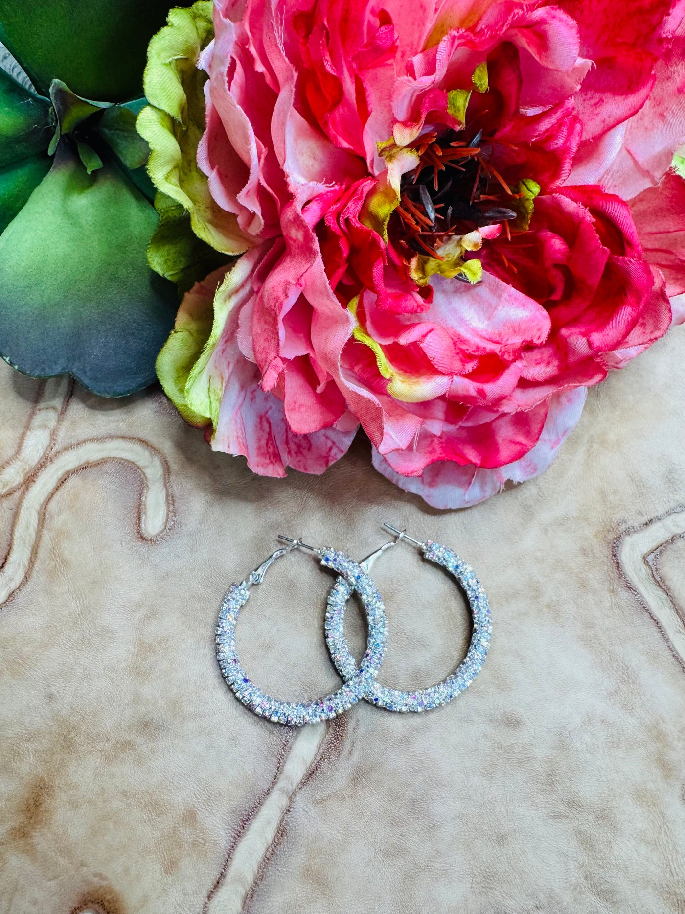 Small Silver Crystal Hoops