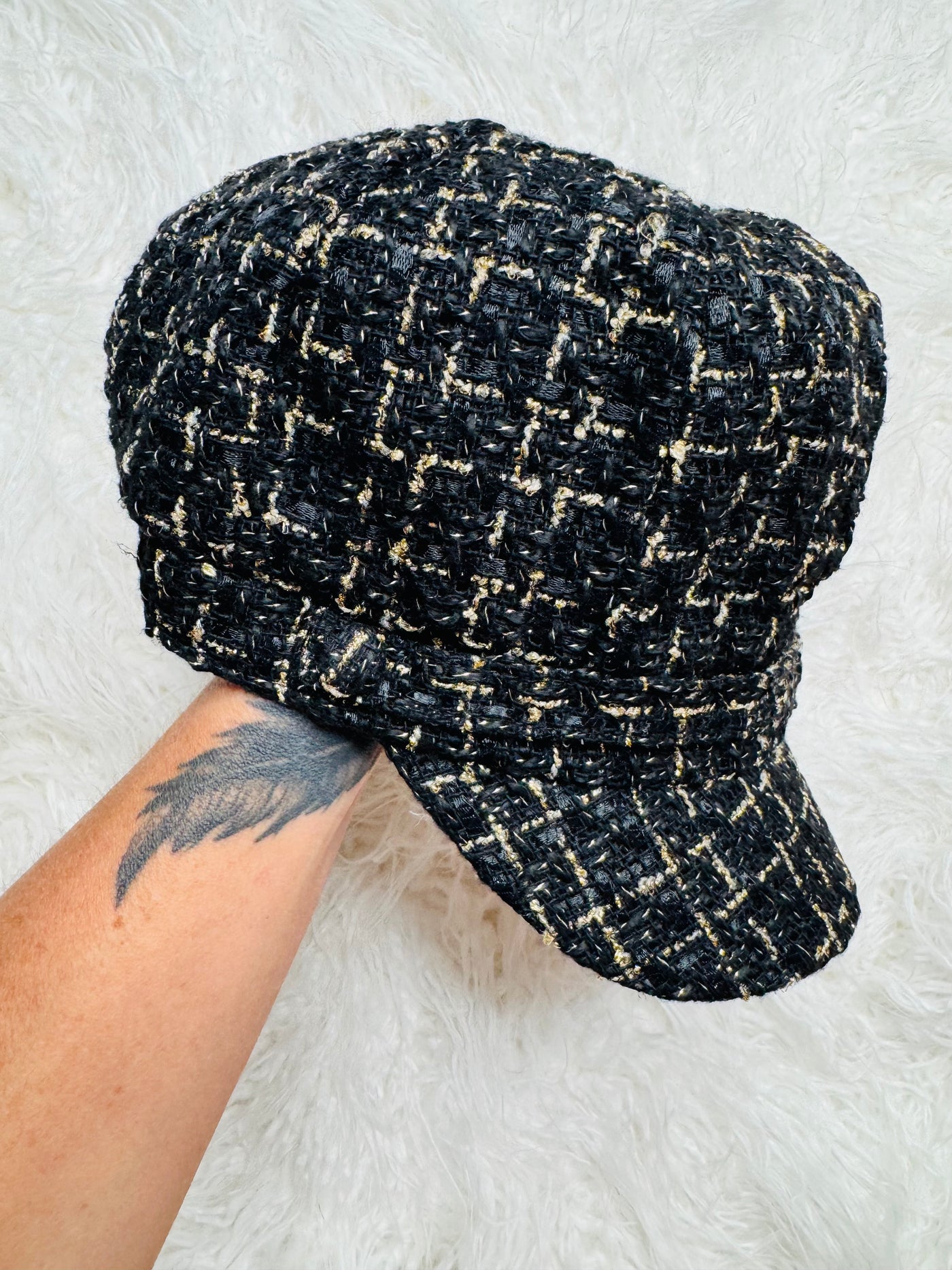 Glittery Tweed Cabbie Hat