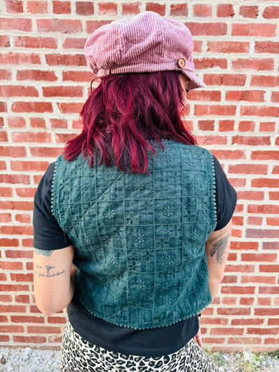 Embroidered Lace Tie Vest