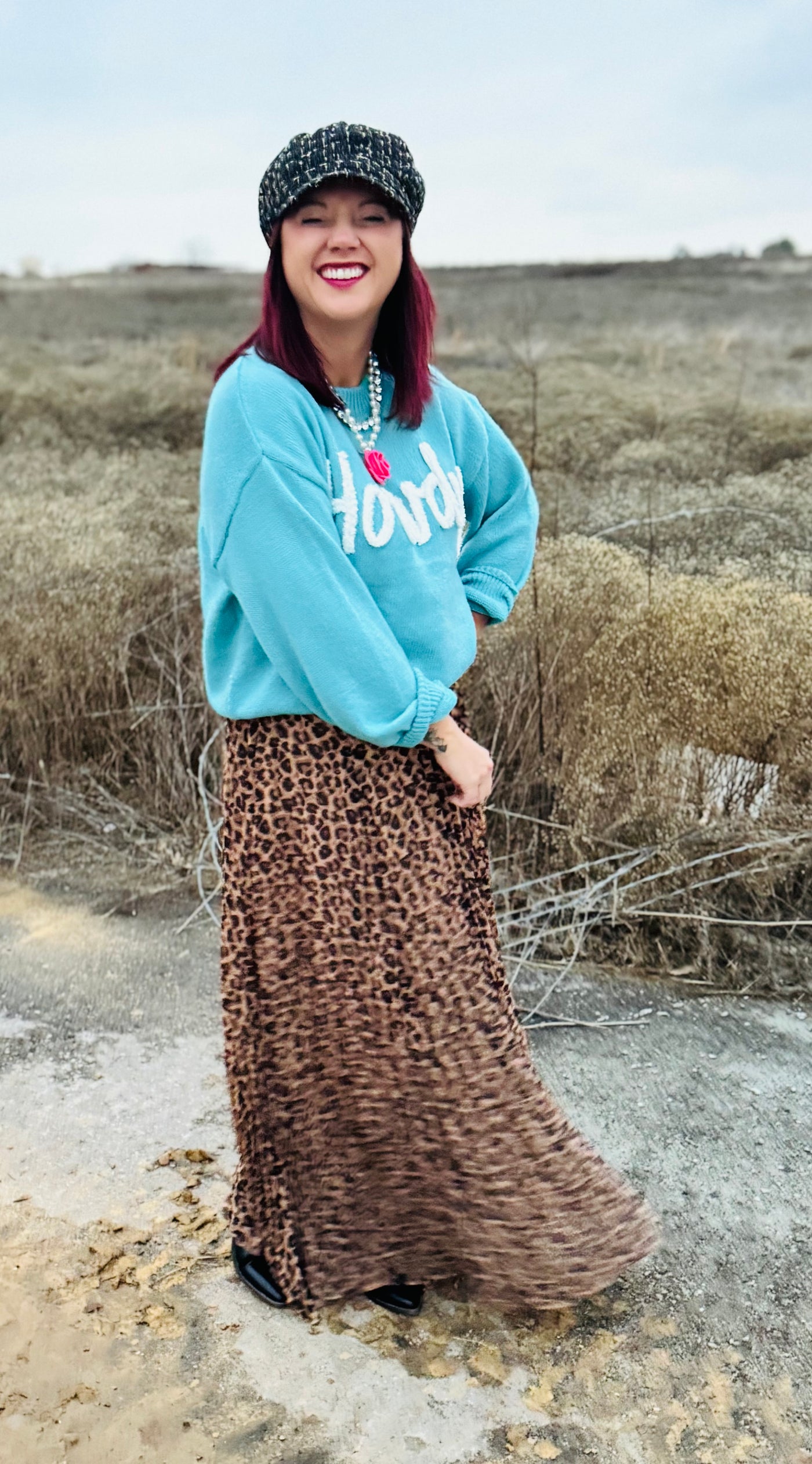 Leopard Pleated Skirt