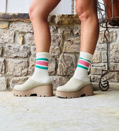 Varsity Striped Ribbed Crew Socks