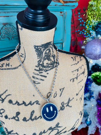 Blue Smiley Face Necklace