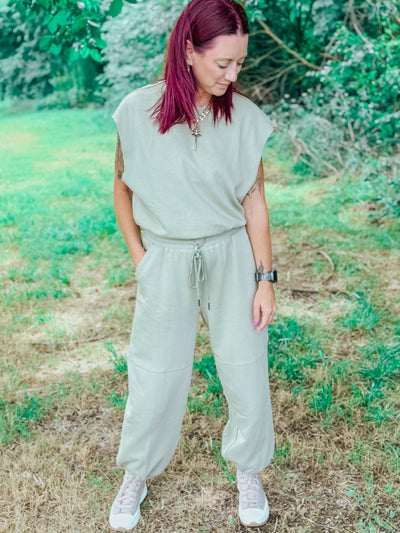 Athleisure French Terry Loose Jogger Jumpsuit