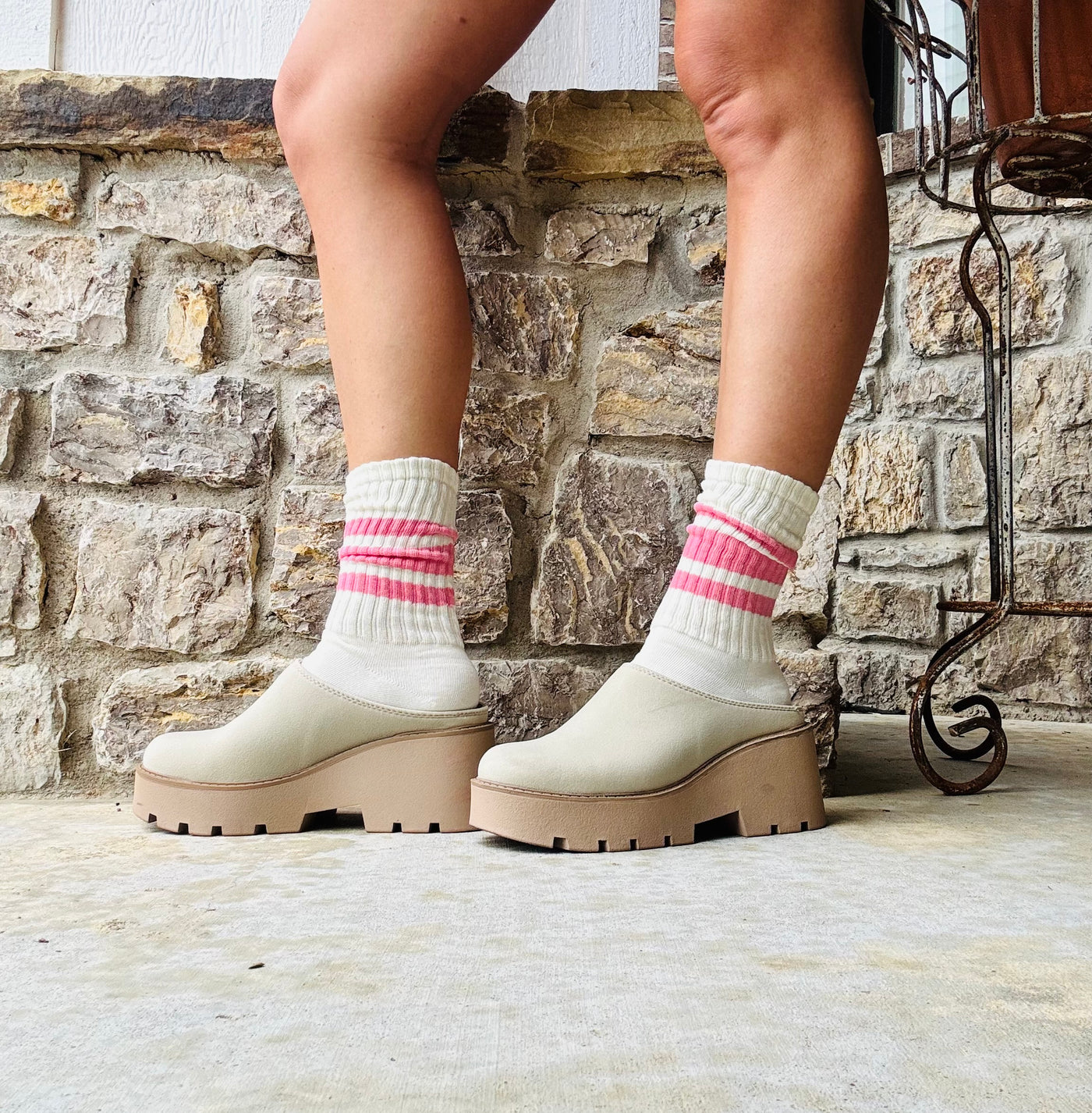 Varsity Striped Ribbed Crew Socks