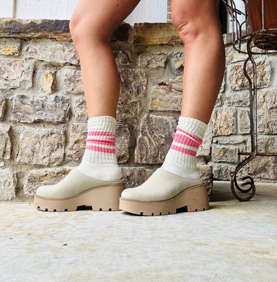 Varsity Striped Ribbed Crew Socks