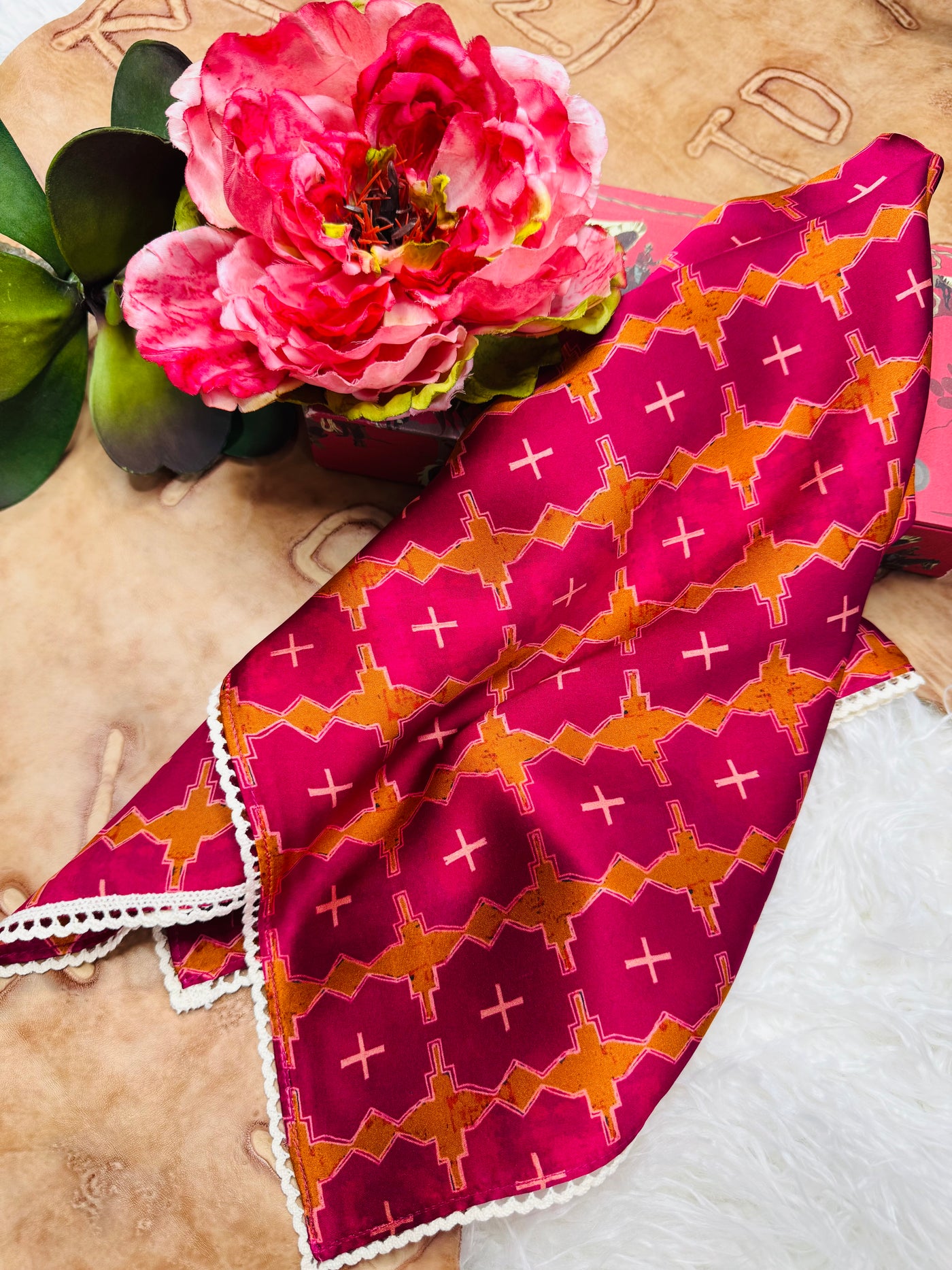 Allie Falcon Magenta Crochet Scarf