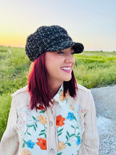 Glittery Tweed Cabbie Hat