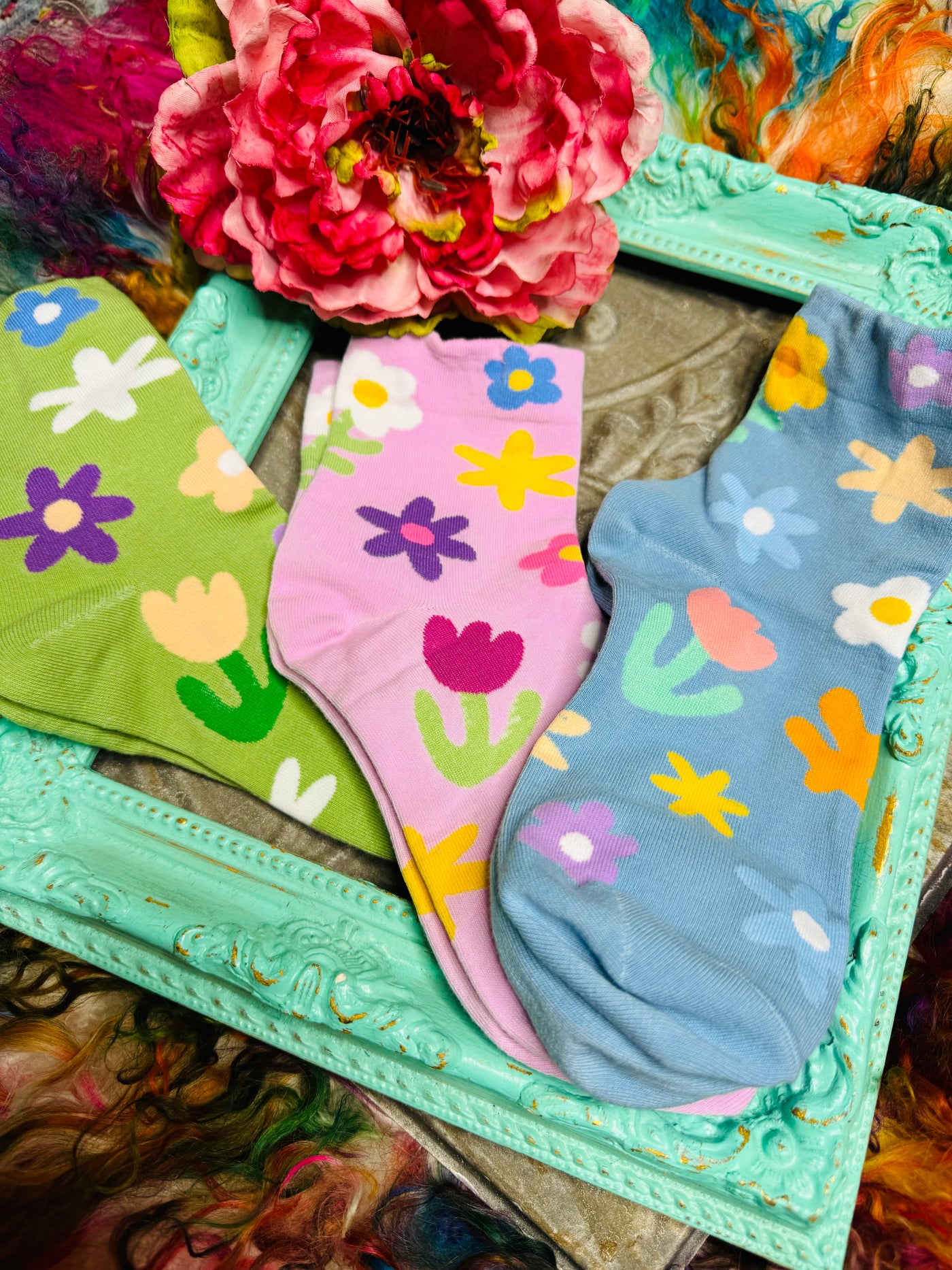 Sage Floral Socks
