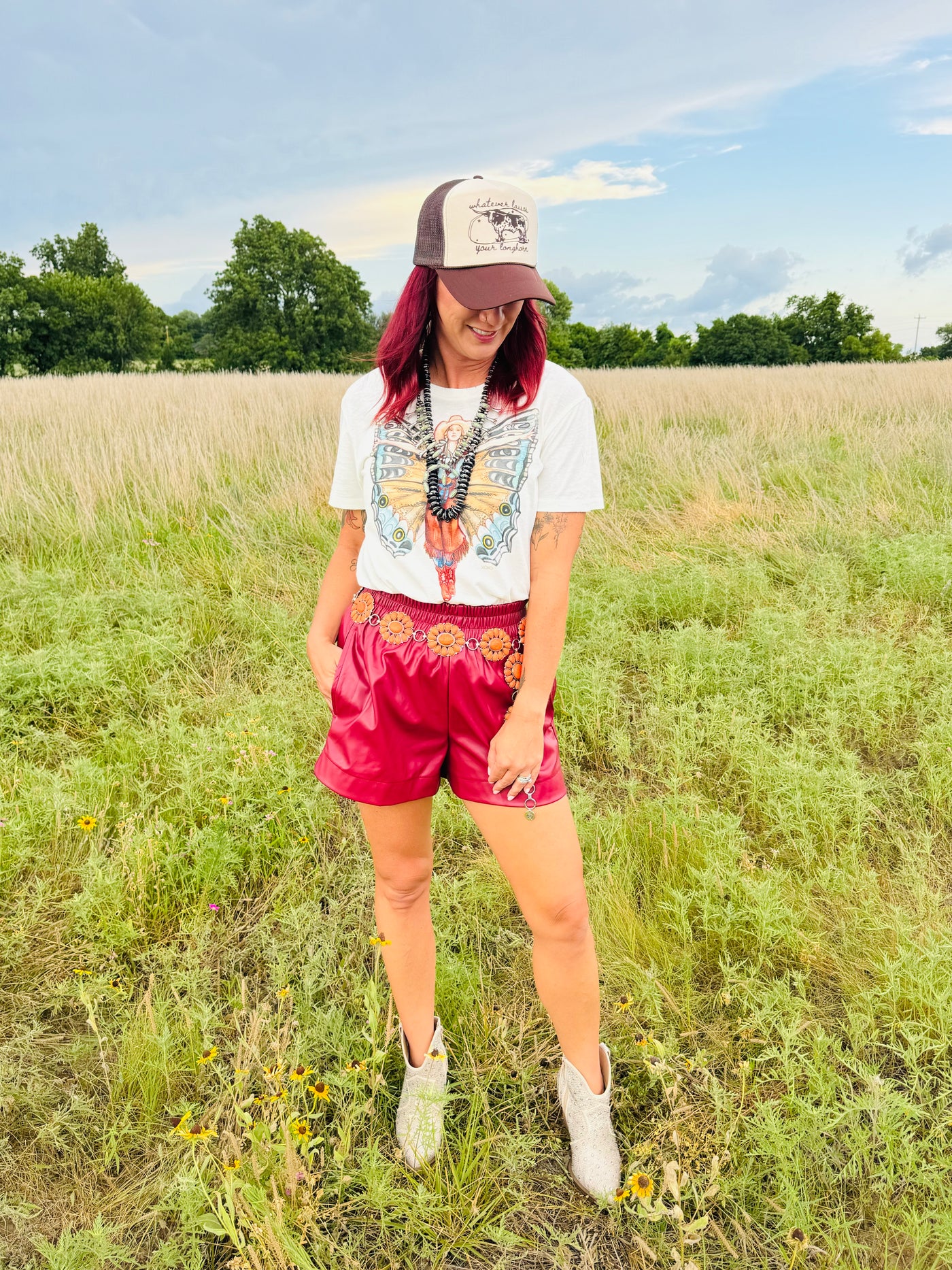 Rust Leather Shorts