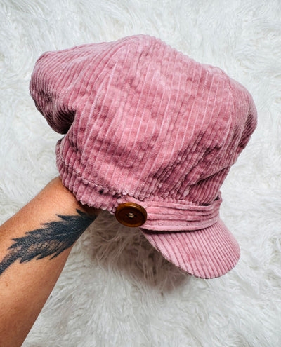 Mauve Corduroy Cabbie Hat