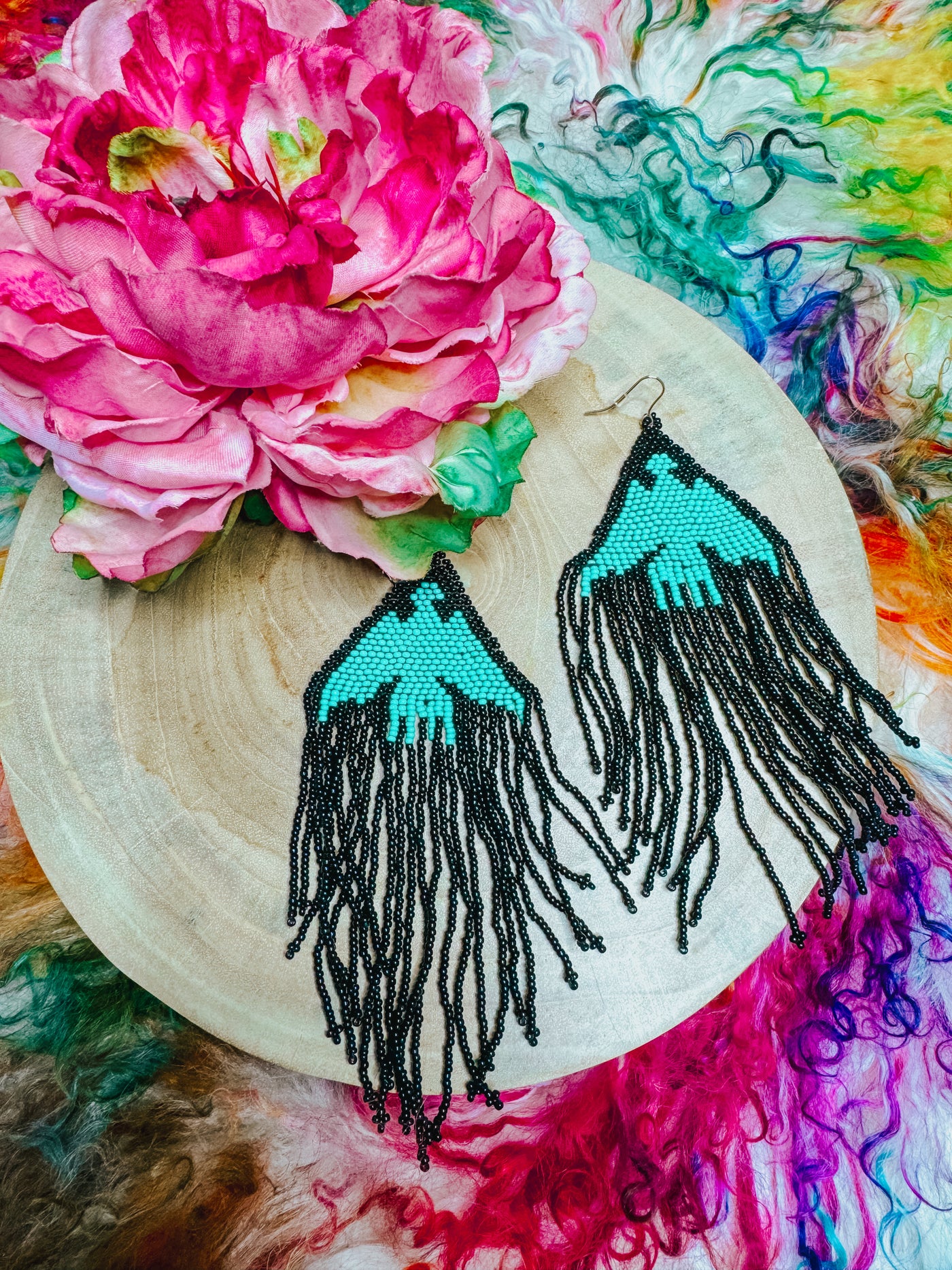 Black and Turquoise Thunderbird Earrings