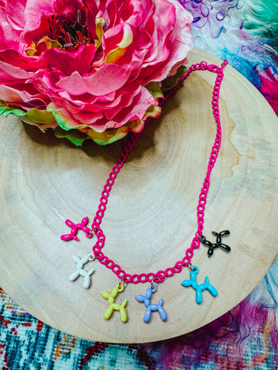 3D Balloon Dog Charm Necklace