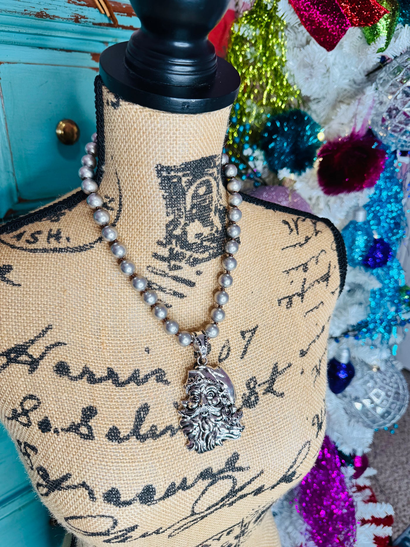 Silver Santa Necklace