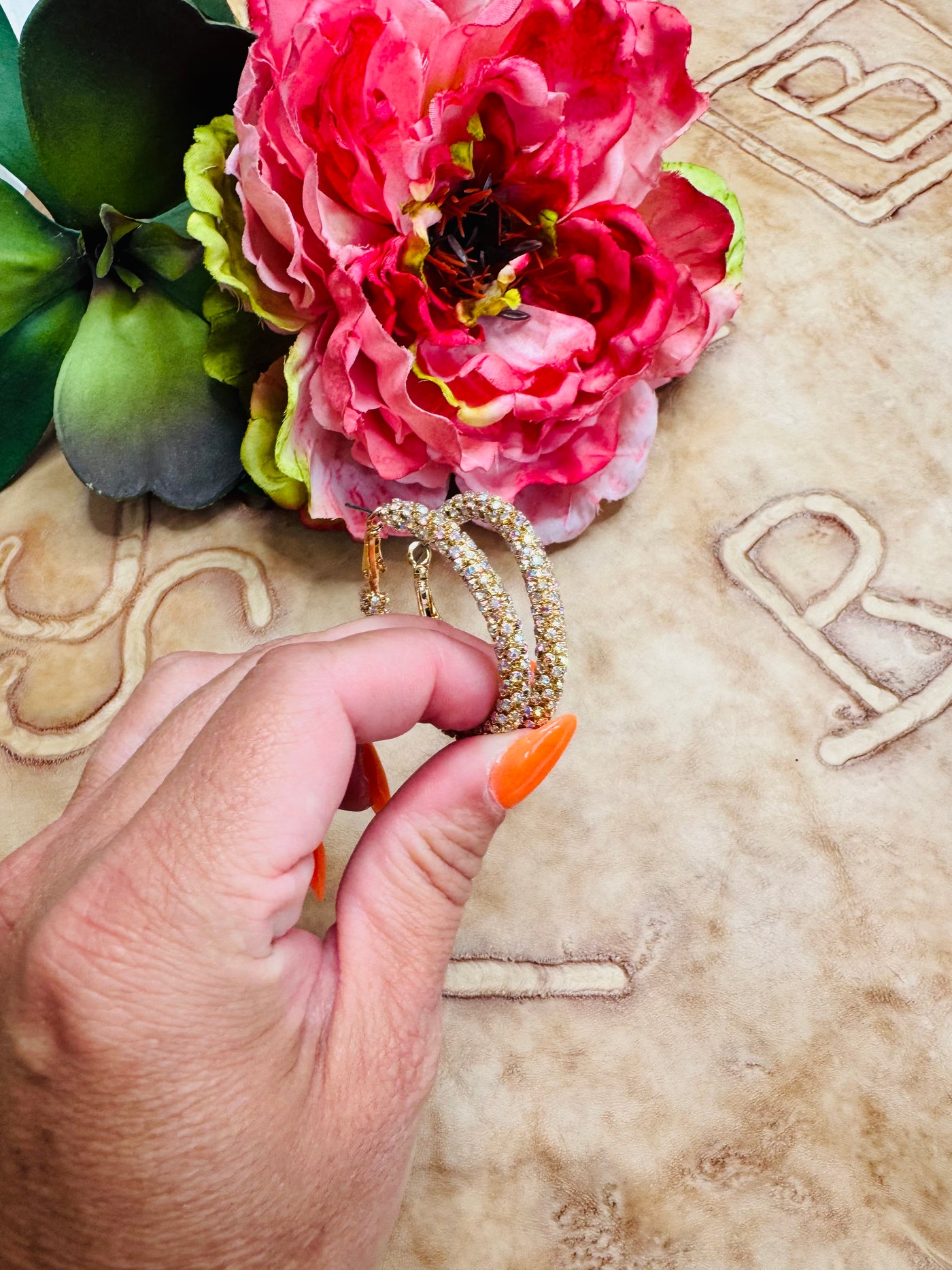 Small Gold Crystal Hoops