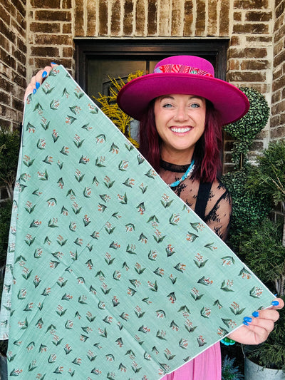 Green Floral Scarf