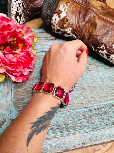 Pink & Silver Rhinestone Bracelet