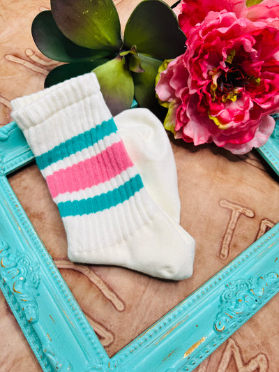 Varsity Striped Ribbed Crew Socks