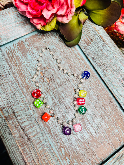 Multi Colored Dice Pearl Necklace