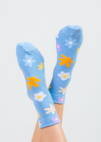 Sky Blue Floral Socks