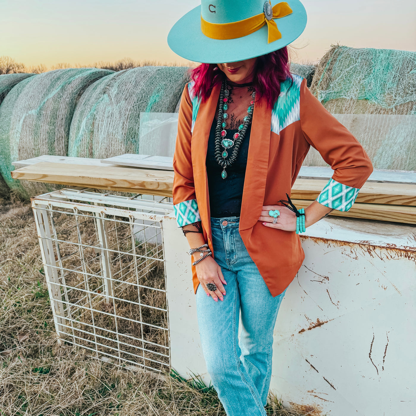 Brown and Turquoise Blazer