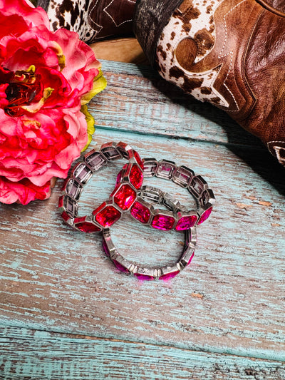 Pink & Silver Rhinestone Bracelet