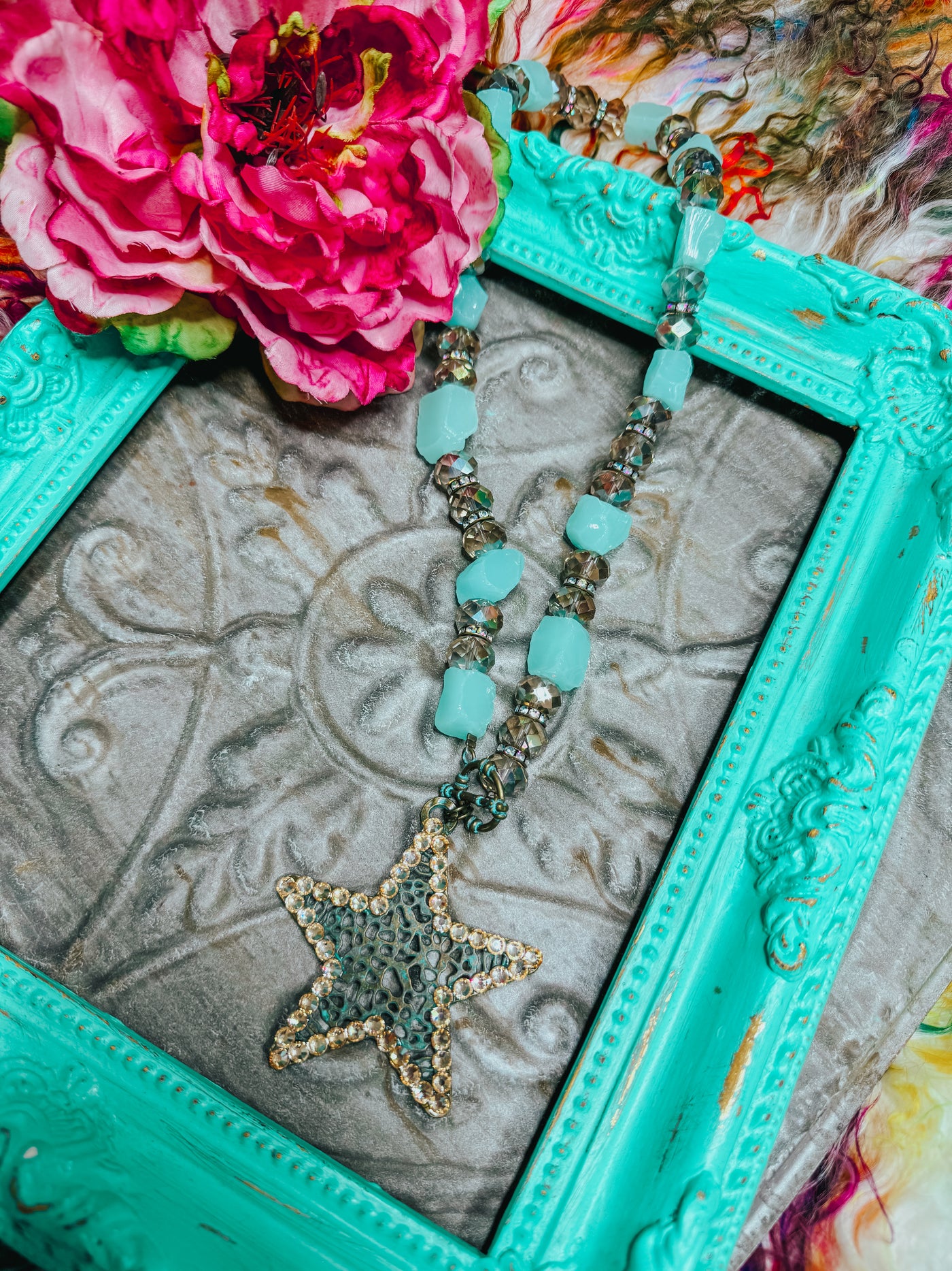 Turquoise Bling Star Necklace