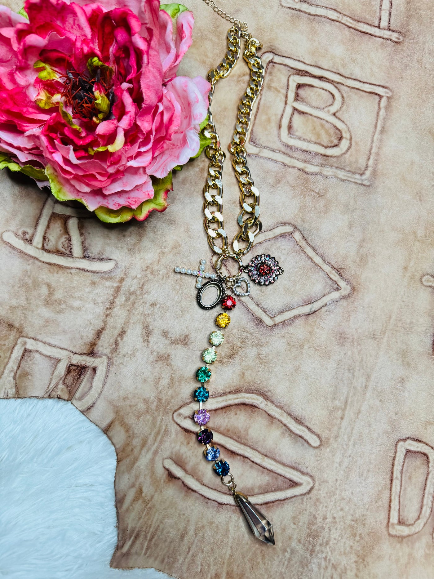 3D Red Love Rhinestone Necklace