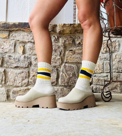 Varsity Striped Ribbed Crew Socks