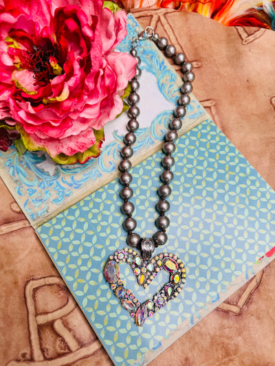 Rhinestone Heart Necklace