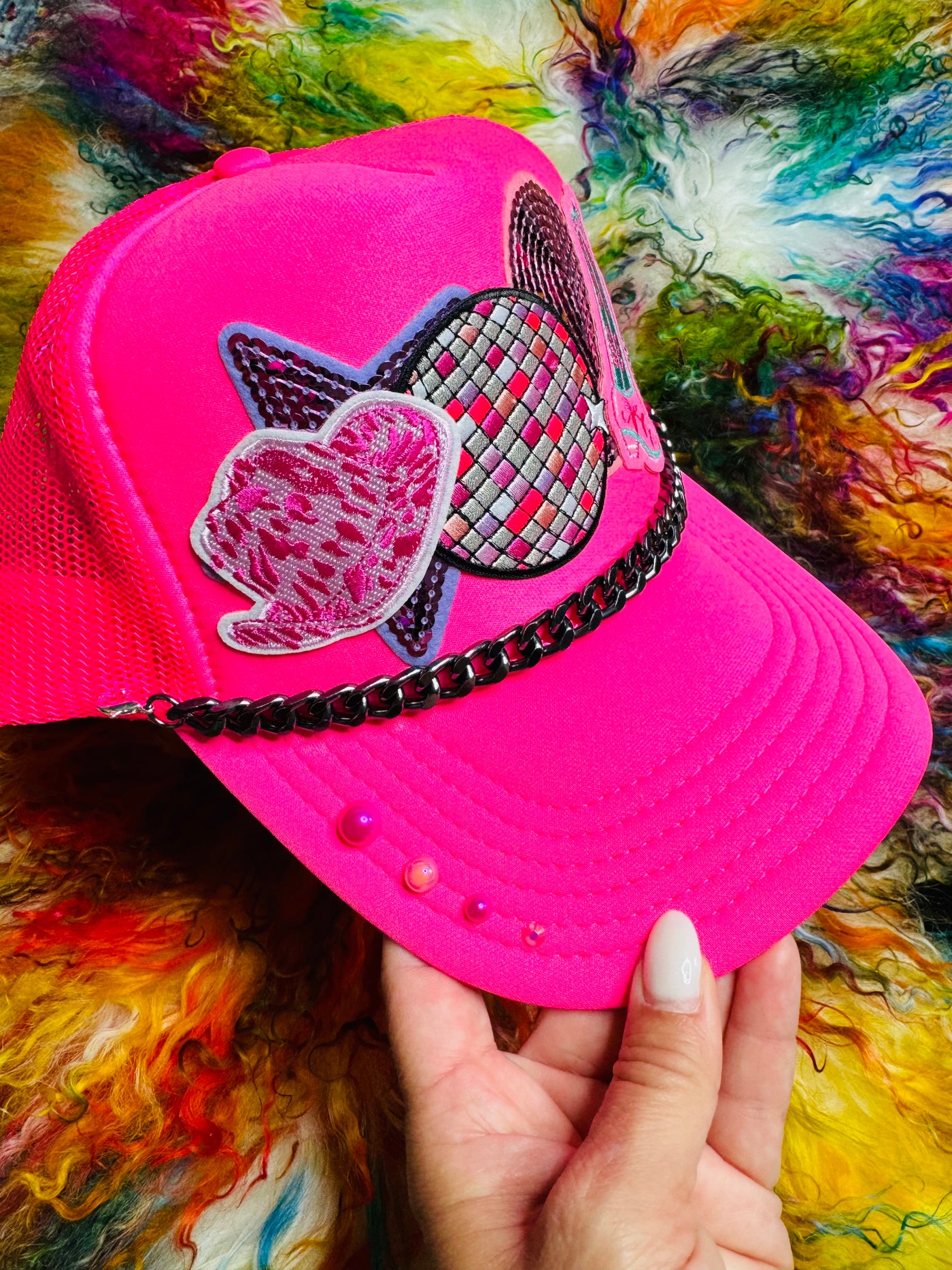 3D Hot Pink Cowgirl Trucker Hat