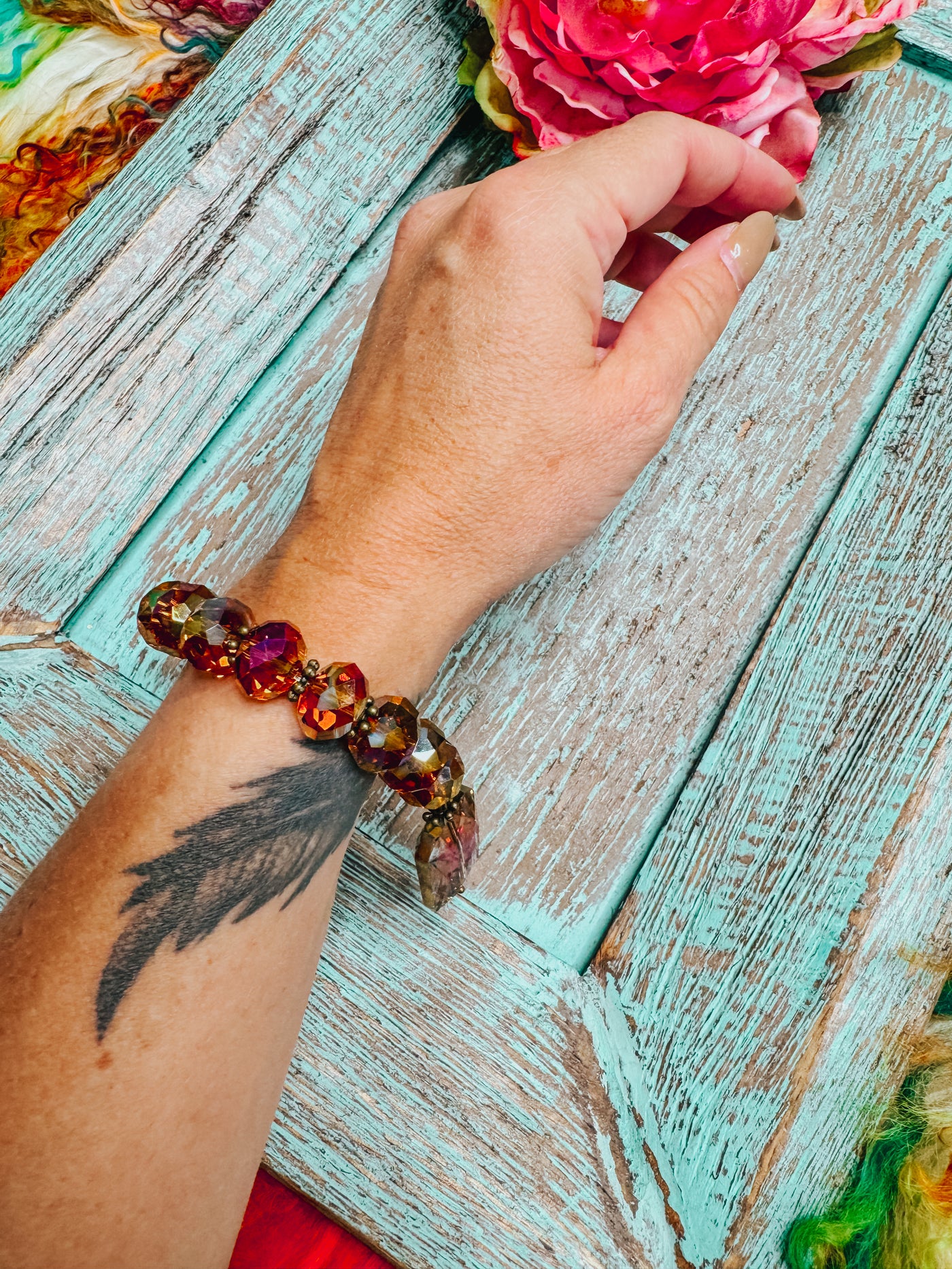 Dark Amber Crystal Bracelet