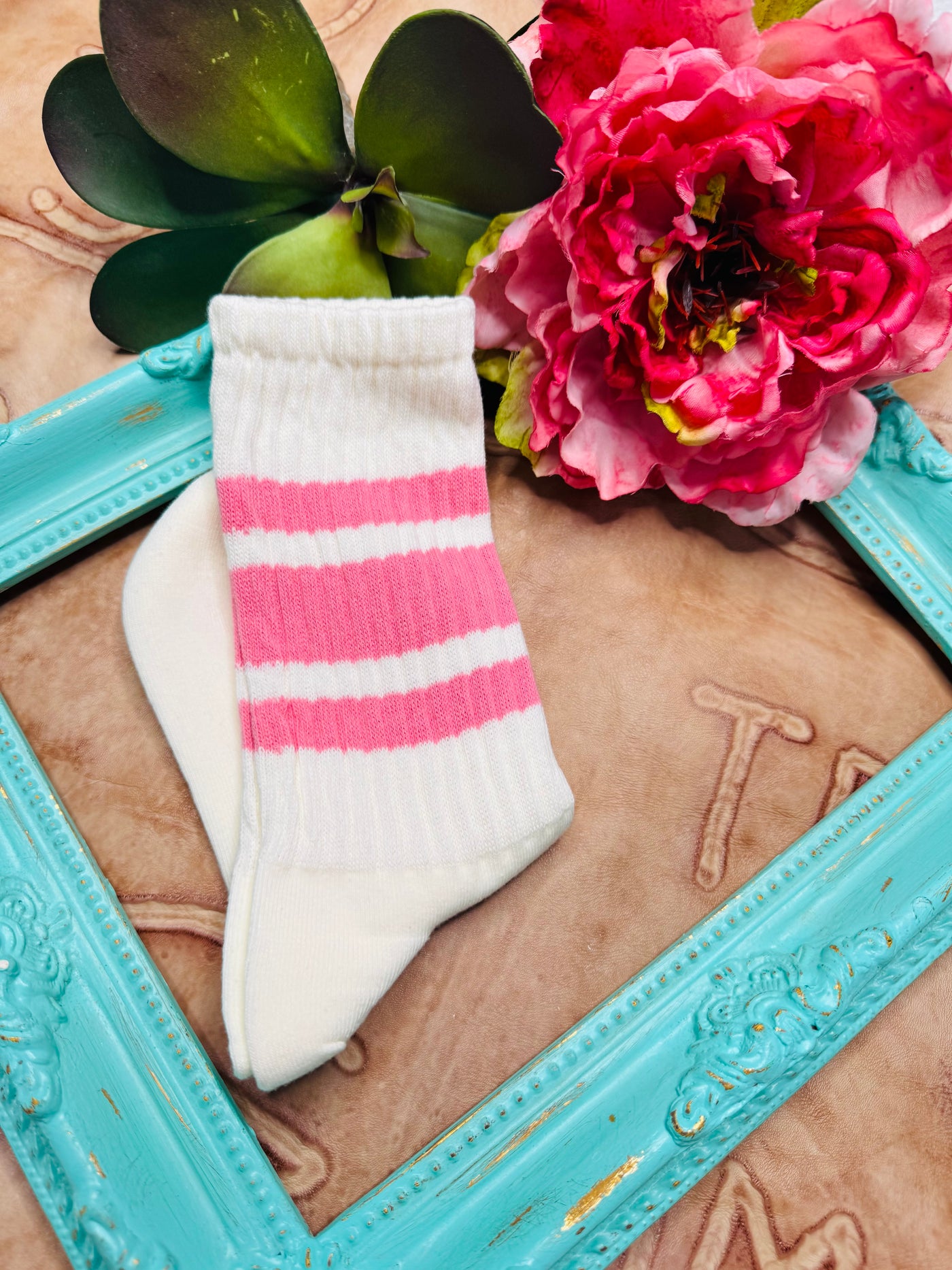 Varsity Striped Ribbed Crew Socks