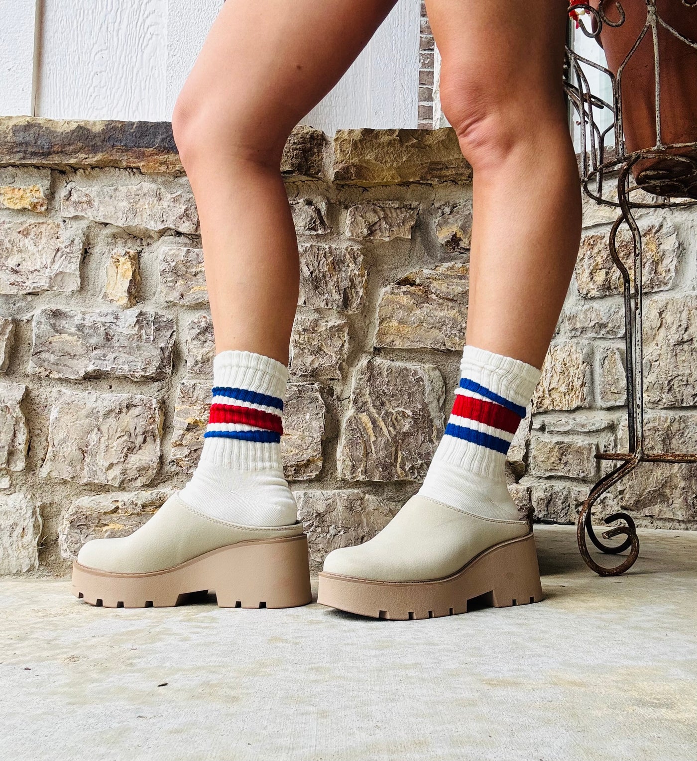 Varsity Striped Ribbed Crew Socks