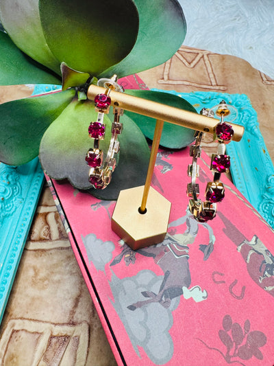 Pink Rhinestone Hoops
