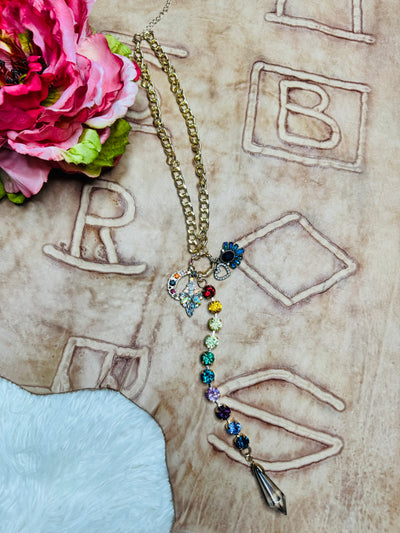 3D Blue Love Rhinestone Necklace