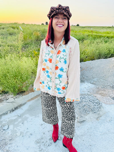 Floral Cream Button Down