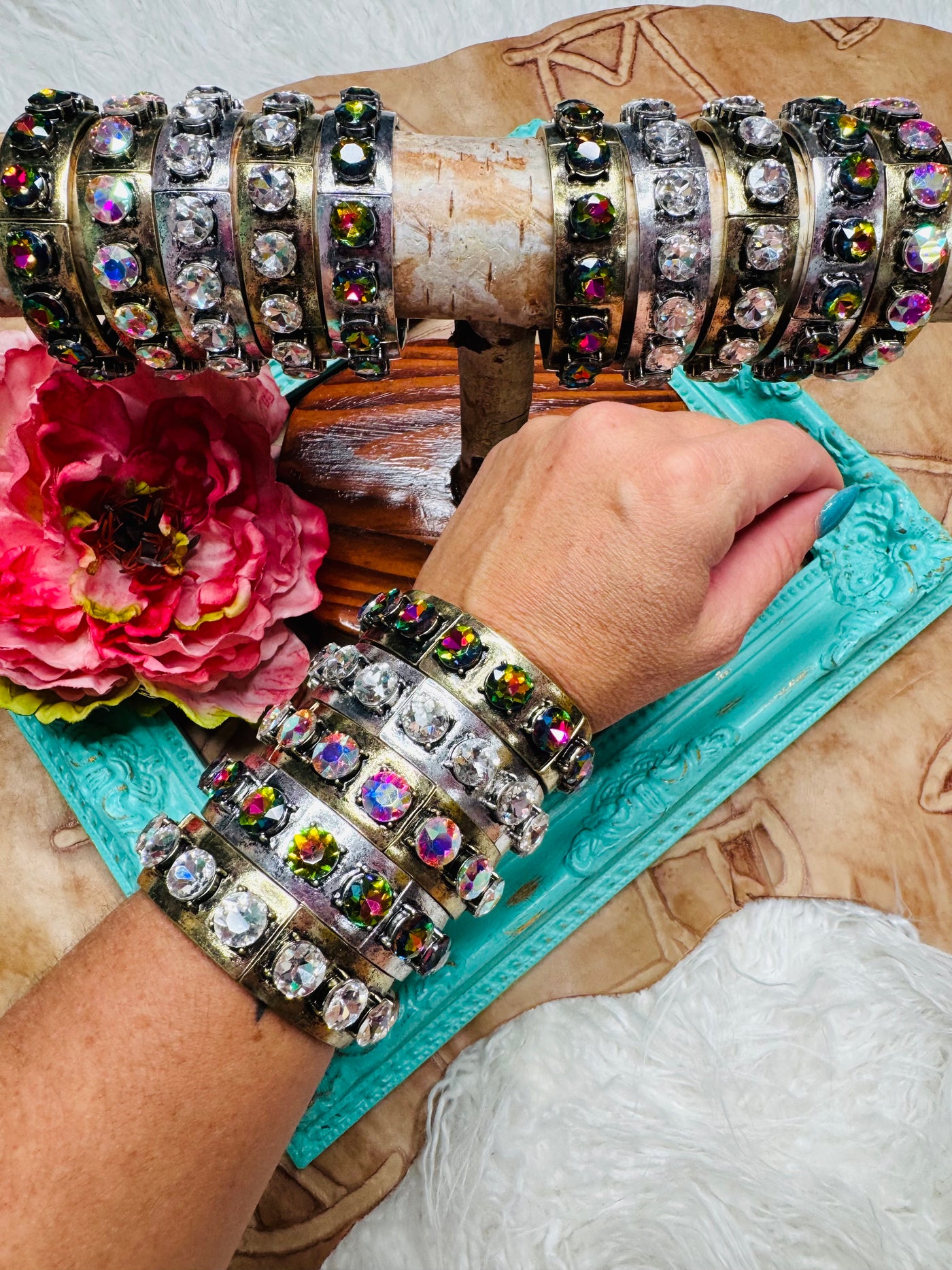 Gold AB Rhinestone Bracelet