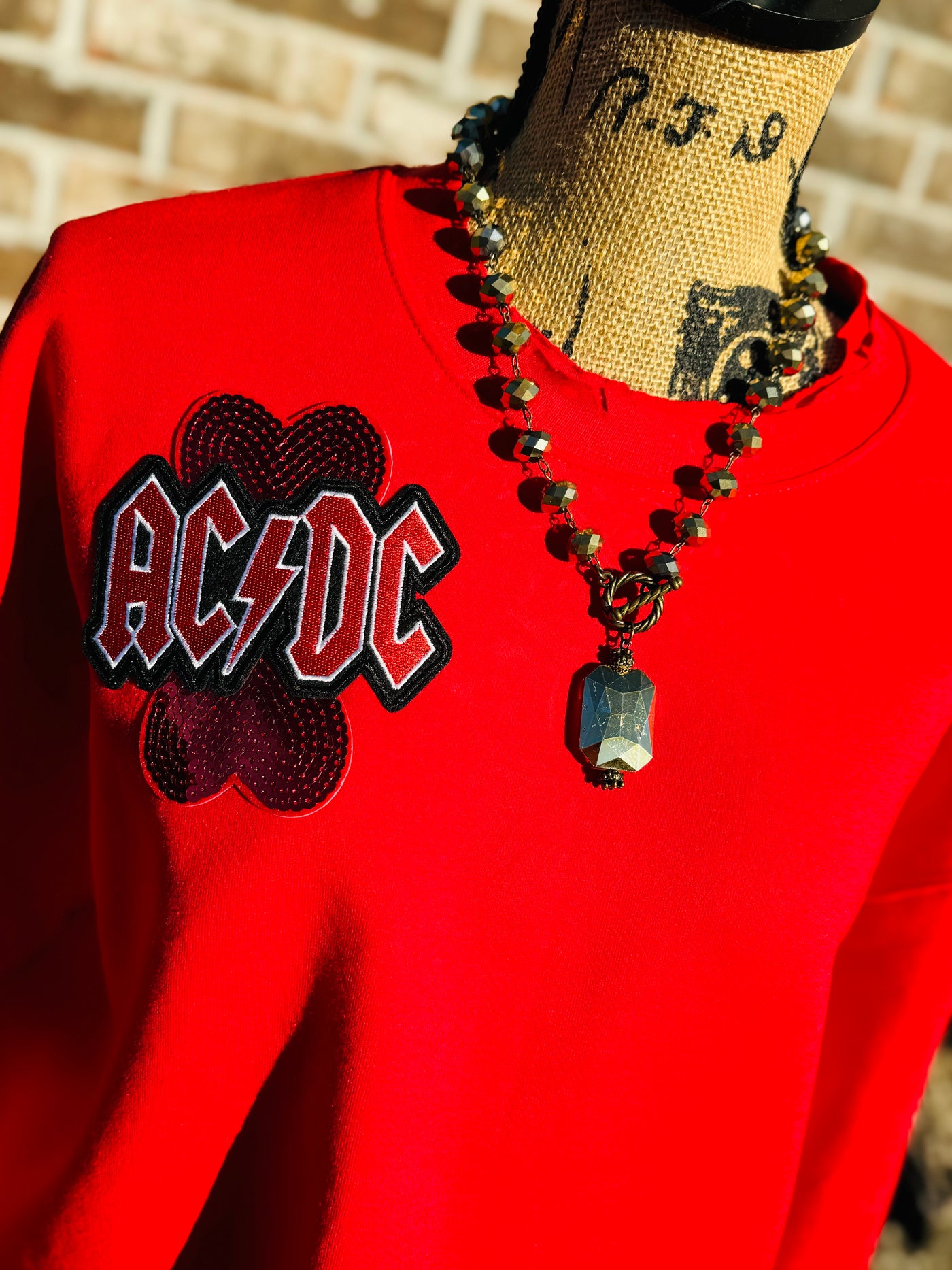 3D Red AC/DC Crew Neck