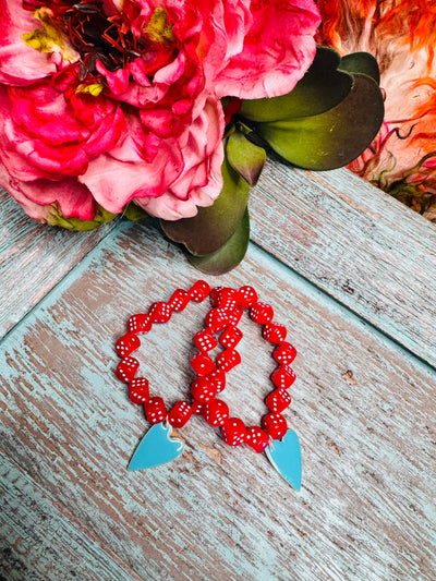 Red Dice Heart Bracelet