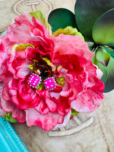 Pink Dice Earrings
