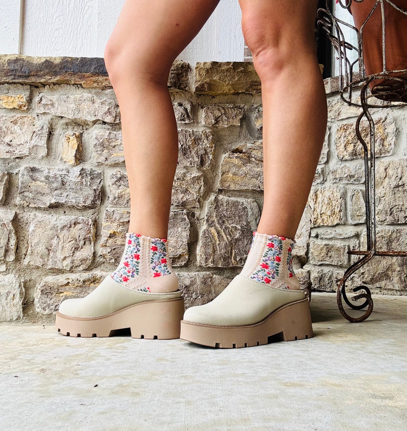 Vintage Floral Embroidered Socks