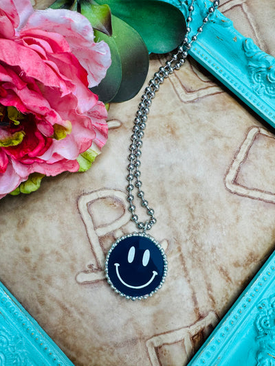Blue Smiley Face Necklace