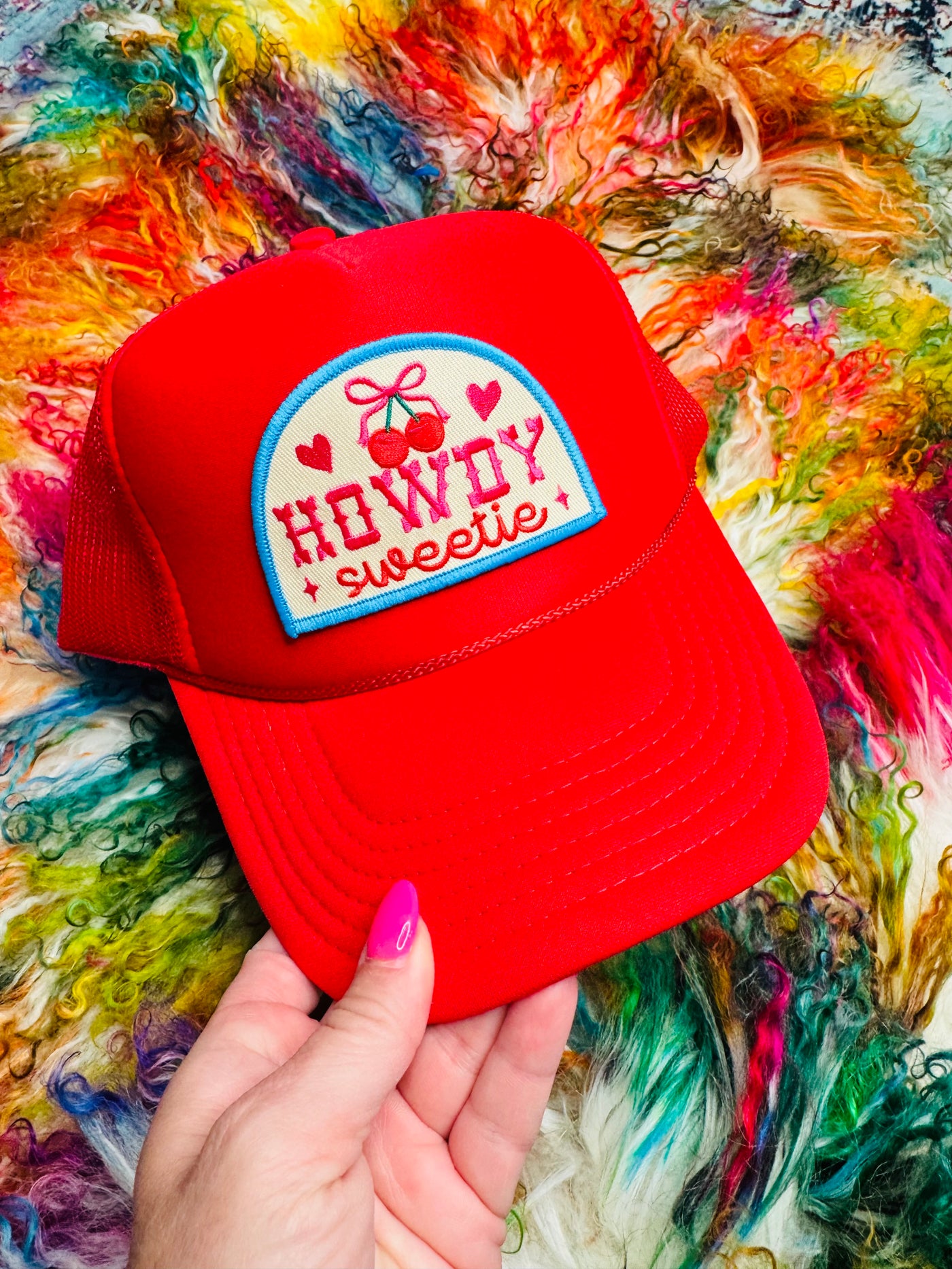 3D Red Howdy Sweetie Trucker Hat