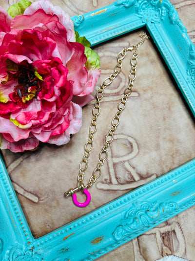 Pink Horseshoe Necklace