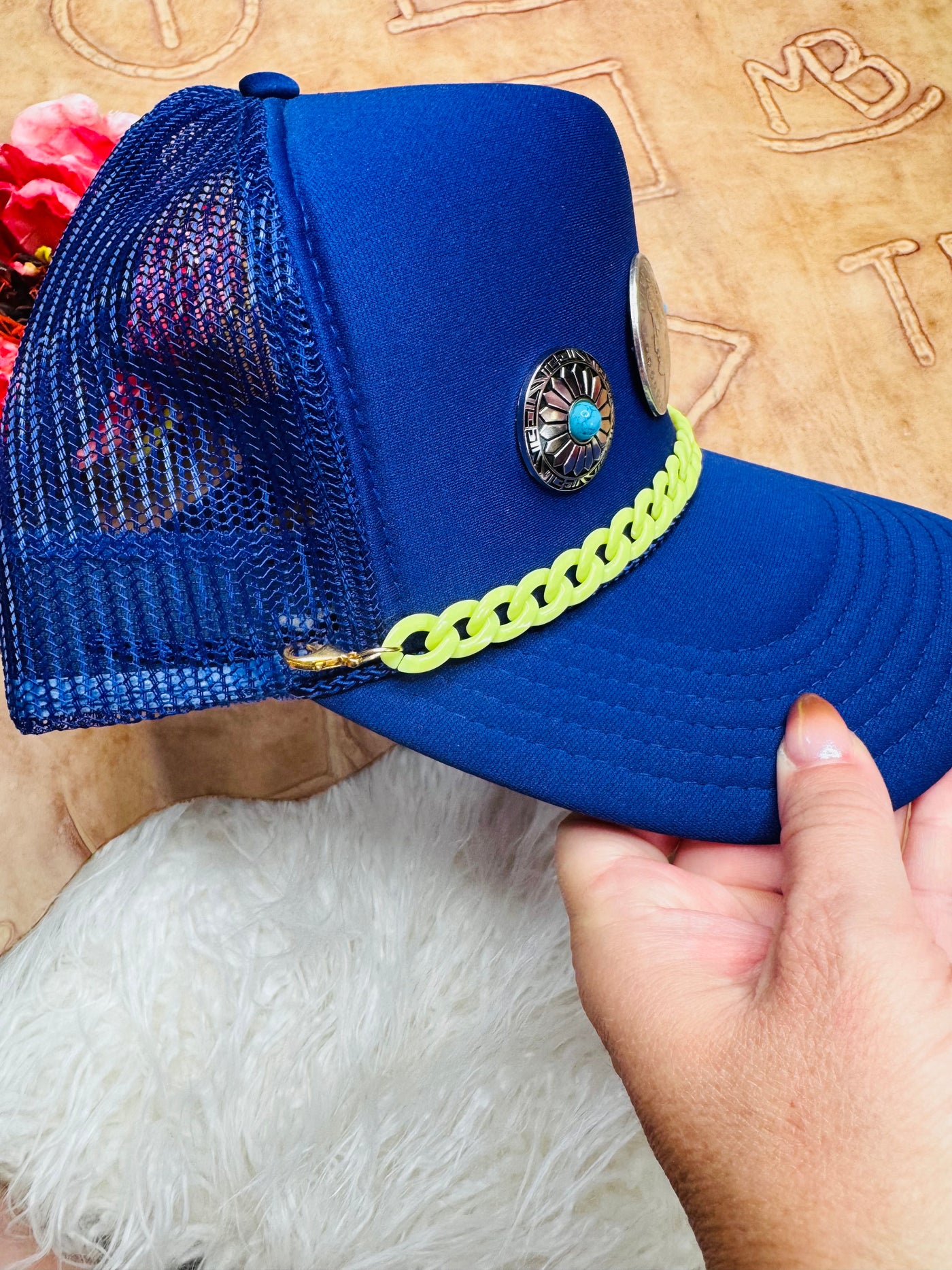 3D Purple Concho Trucker Hat