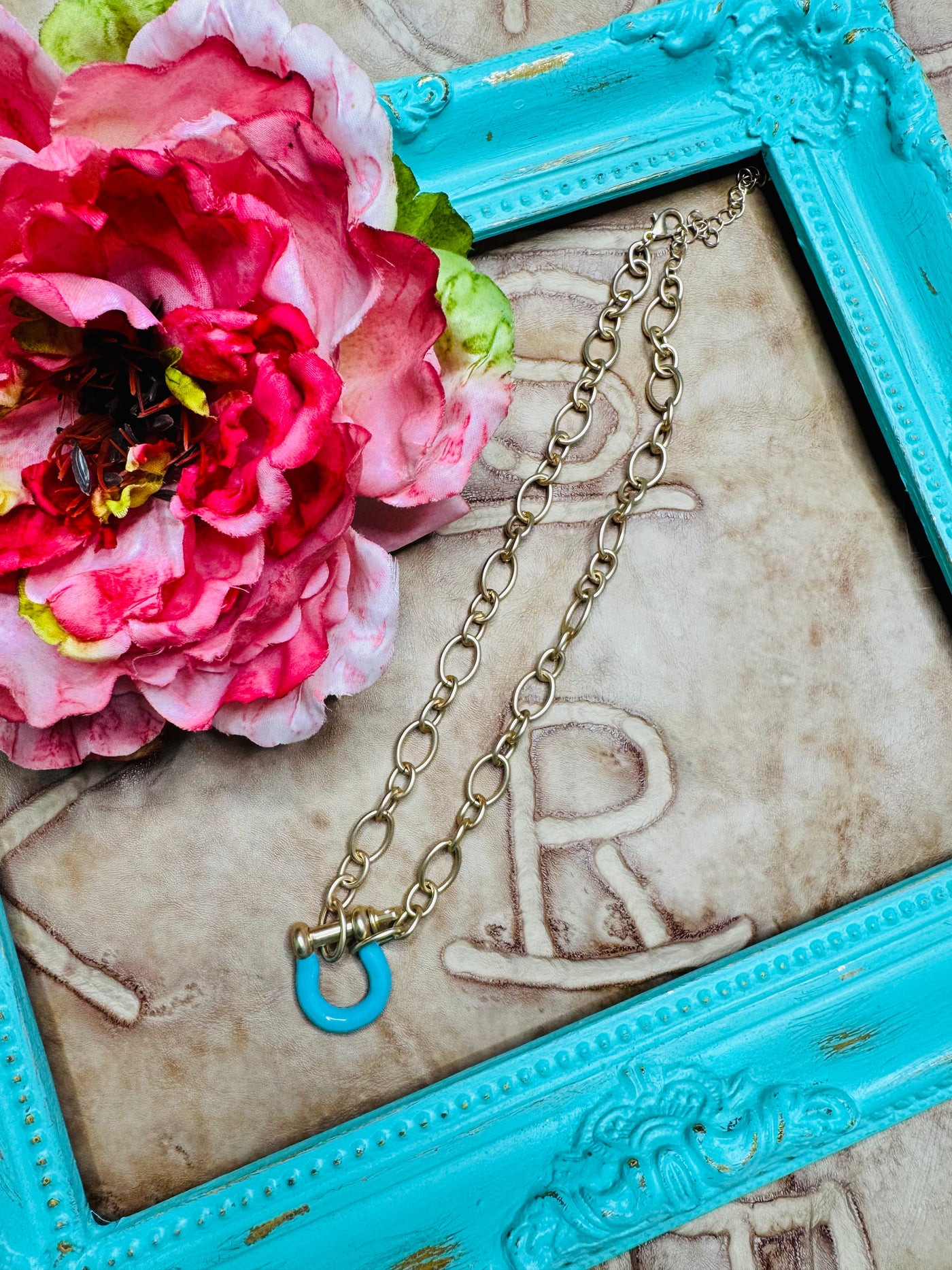 Blue Horseshoe Necklace